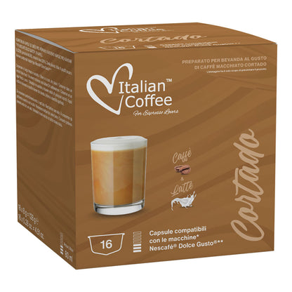 Italian Coffee - Macchiato Cortado pour Dolce Gusto ® - 16 Capsules