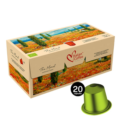 Italian Coffee Monet Café Lungo – Biologische Nespresso-compatibele aluminium capsules – 20 stuks