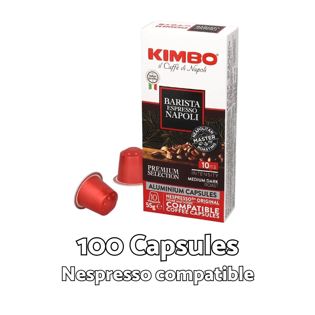 Pack 100 Capsules - Kimbo Barista Espresso Napoli Capsules Aluminium – Compatible Nespresso® Original