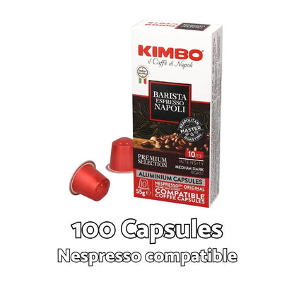 Pack 100 Capsules - Kimbo Barista Espresso Napoli Capsules Aluminium – Compatible Nespresso® Original