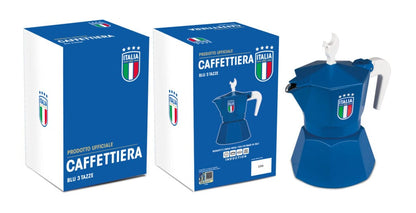 Moka pot Mokavit FIGC Blauw – Italiaanse percolator 3 kopjes – Alternatief voor Bialetti – Voetbal editie
